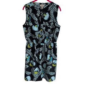 LOFT OUTLET Navy Blue Floral Sleeveless Ladies Sheath Dress, M